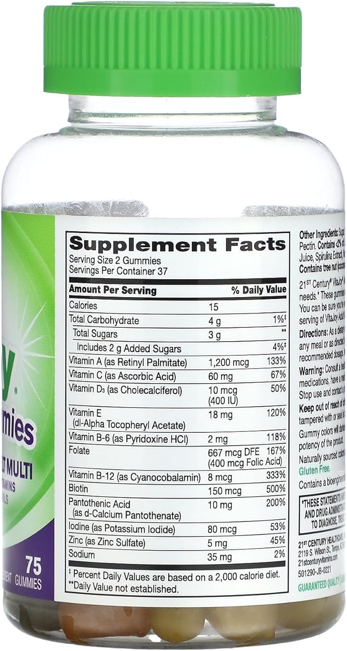 21st Century Vitajoy Multi Gummies, Orange, Cherry and Strawberry, 75 Count