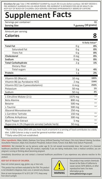 Kodagenix Pre Workout Gummies for Men and Women with Caffeine, L-Citrulline and Beta Alanine - World's First Preworkout Gummy™ - High Stim Preworkout for Men and Women - USA-Made - 30 Servings