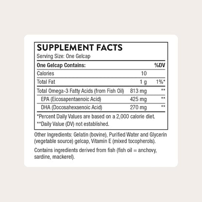 THORNE - Super EPA - Omega-3 Fish Oil Supplement with EPA & DHA from Sustainably Sourced Fish - Supports Brain, Skin, Joint & Heart Health* - Third-Party Certified - Gluten & Dairy-Free - 180 Softgels