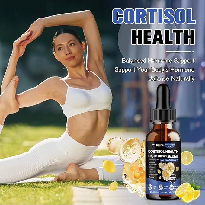 Totaria (Pack of 2 cortisol Supplement Liquid Drops Hormone Balance for Women Men with Magnesium Complex,Ashwagandha,Rhodiola Rosea,L Theanine Supplements Mood, Focus, Sleep 4 FL.OZ