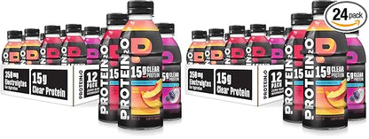 Protein2o Hydration Drink - 2-in-1 Liquid Clear Whey Protein Isolate and Electrolyte Drink - 15g Protein, Vitamins B5, B6 - Post-Workout Recovery - 16.9 Fl Oz - Flavor Fusion Variety,(Pack of 24)