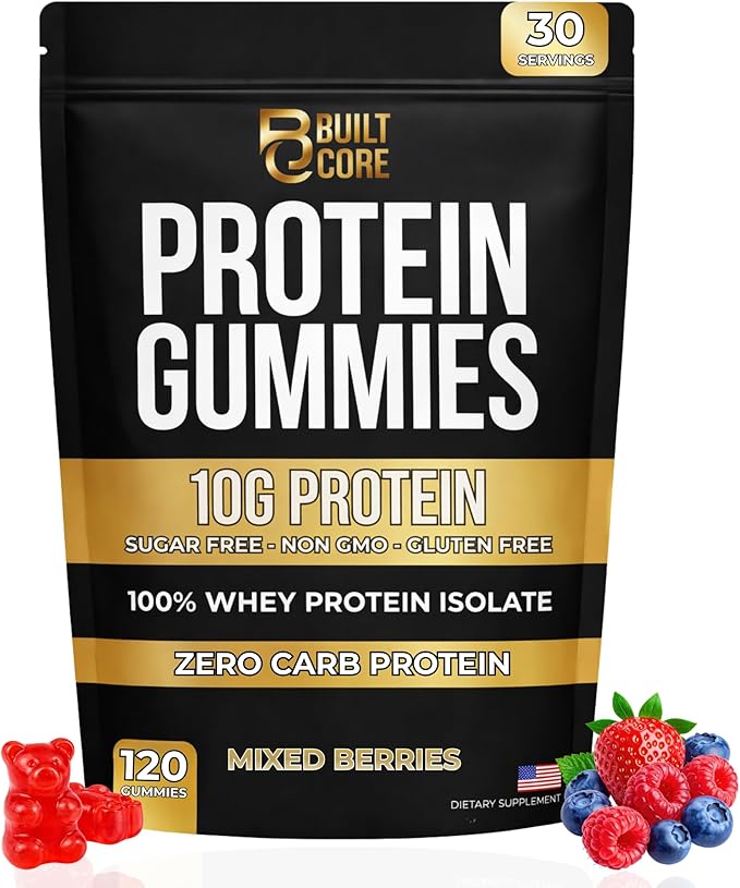 Whey Isolate Protein Gummies – 10g Per Serving – 120 Count – Sugar Free, Low Carb, Gluten Free – 300g of High Protein Snack for Men & Women