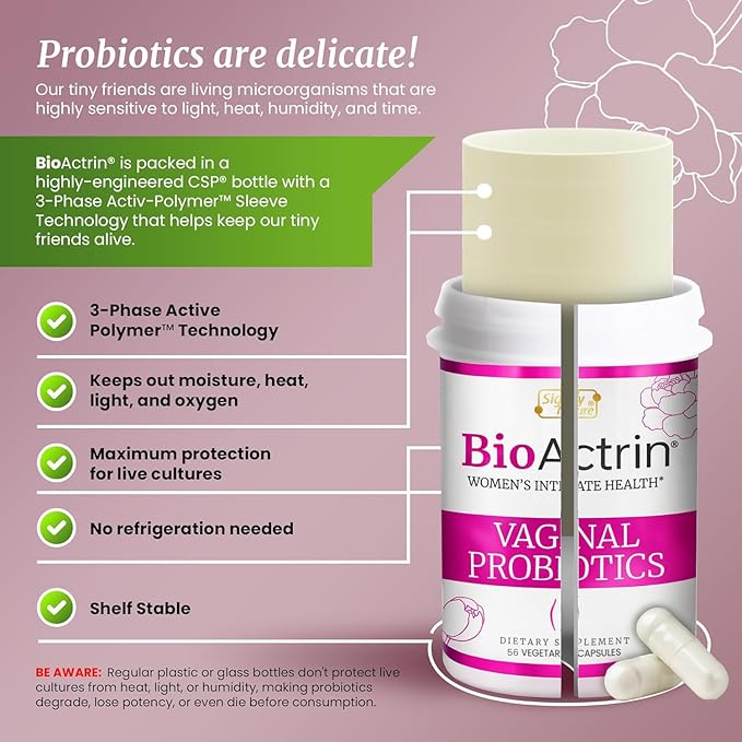 SIGNIFY NATURE Bioactrin Vaginal Probiotics for Women - Bacterial Vaginosis & Yeast Infection Treatment - BV Probiotic - pH Vaginitis Support-56 Pills