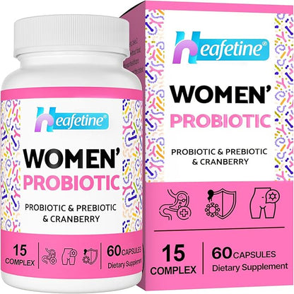Vaginal Probiotics for Women, 300 Billion CFUs Probiotics for Women, 15-in-1 Womens Probiotic & Prebiotics, for Vaginal, Urinary Tract, PH Balance, Immune, Digestive & Gut, Bloating Health, 60 Caps