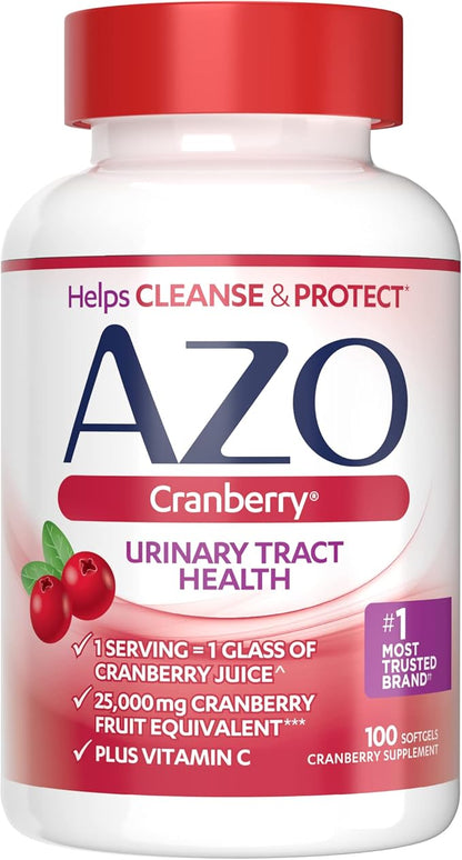 AZO Cranberry Urinary Tract Health, 100 Softgels & 50 Caplets, 1 Serving = 1 Glass Cranberry Juice, Sugar Free Pacran