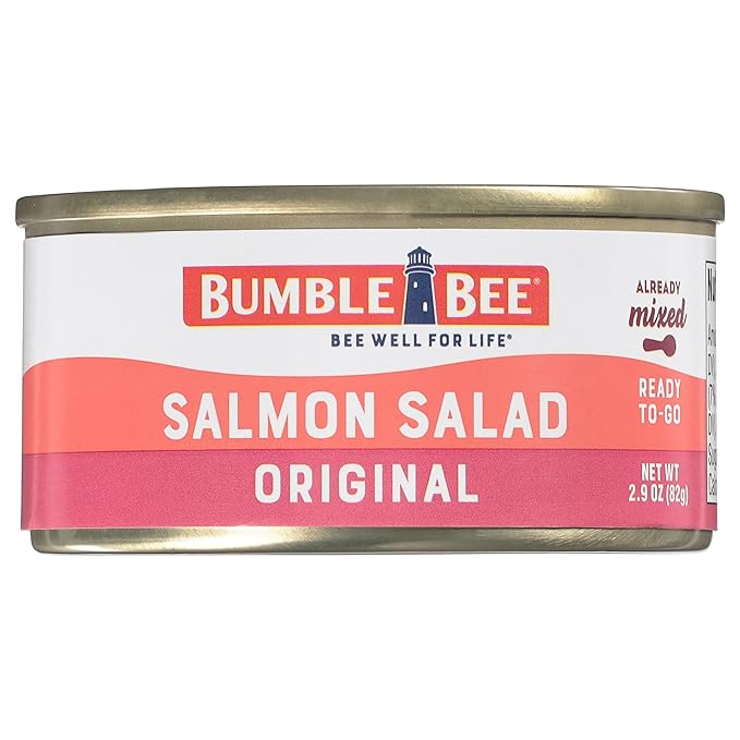 Bumble Bee Snack On The Run! Protein Snack Pack - 8g Protein per Box - Salmon Salad with Crackers Kit - Ready to Eat Easy-Open Can - Wild Caught MSC-Certified Seafood (Pack of 12)