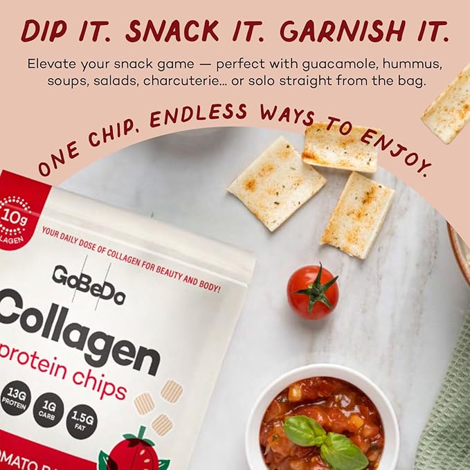 GoBeDo Collagen Protein Chips – First Collagen-Based Snack, 13g Protein, Low Carb, Keto Friendly, Healthy Chips & Crisps, Alternative to Collagen Powder, Gluten-Free, 10 Bags Variety Pack