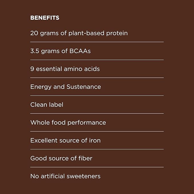 Protein Powder - Muscle Growth & Recovery Support - Plant-Based Protein - Essential Amino Acids & BCAAs - Vegan, Gluten-Free & USDA Organic - Chocolate, 1.25 Pound (Pack of 1)