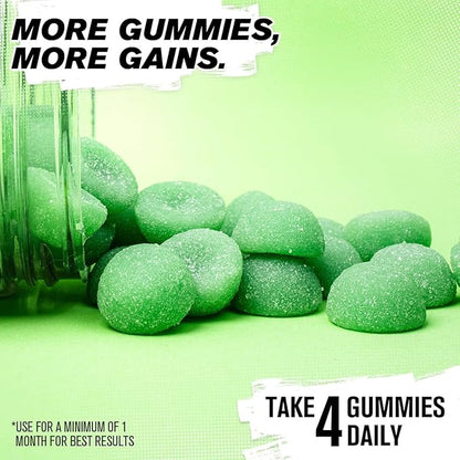 Jacked Factory Sugar Free Creatine Gummies - 5g Daily Dose (1.25g per Gummy) - Creatine Gummy Sugar Free for Men and Women, Vegan-Friendly, Third-Party Tested - 120 Gummies, Green Apple