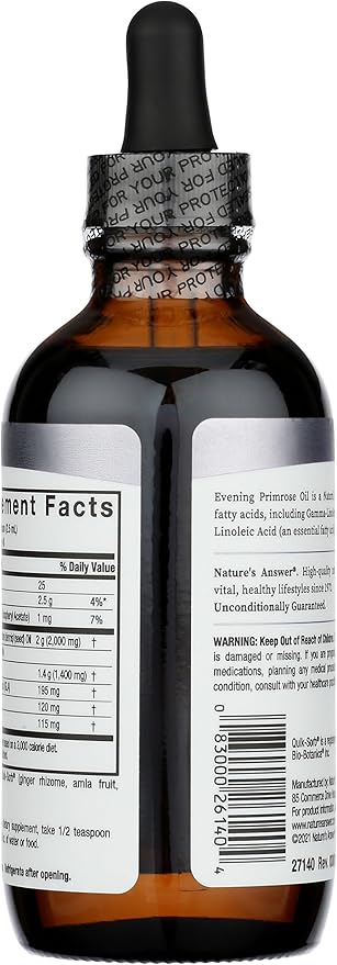 Nature's Answer Liquid Evening Primrose Oil 4oz Liquid | Cold Pressed | Essential All Natural Moisturizer for Hair, Skin, Nails | Rosacea Psoriasis Eczema Relief | Single Count