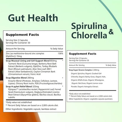 Dulave Gut Health & Spirulina Chlorella Bundle – Probiotics, Digestive Enzymes & Greens – Supports Digestion, Energy, Immune Health – Non-GMO(1 Set)