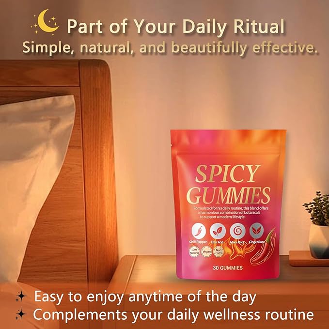 Spicy Square Gummy, Hot Peach Gummies – Natural Chili Flavor, 30 Gummies