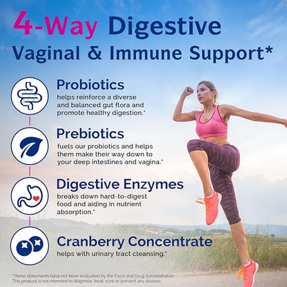Innate Vitality Women's Probiotics, 120 Billion CFU, 32 Tested Strains, Probiotics for Women, Yeast Control, Vaginal pH Support, Prebiotics, Digestive Enzymes, Cranberry, Once Daily 30 Veggie Capsules