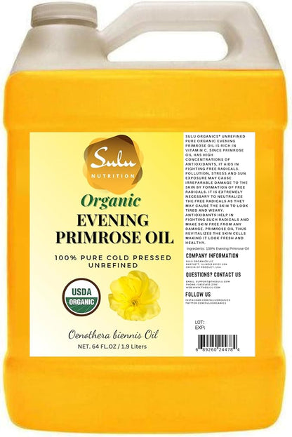 USDA Organic Cold Pressed Evening Primrose Oil 12% GLA (4 lbs/ 64 oz)