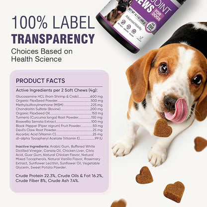 Glucosamine for Dogs 200pcs Joint Support Supplement Dog Hip and Joint Chondroitin Chews Treats with MSM Dog Joint Pain Relief Mobility Supplements Chicken Flavor Fit All Large Small Medium Breed