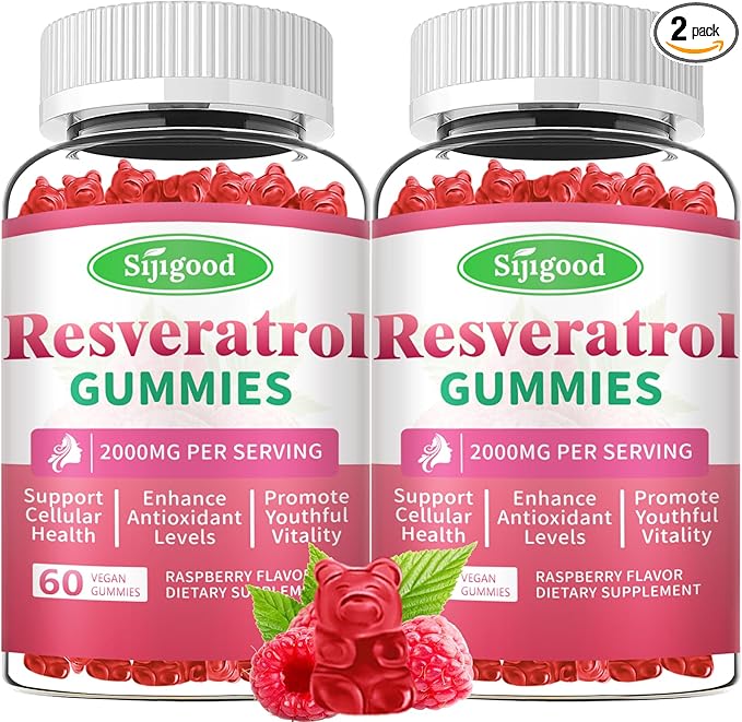Organic Resveratrol Gummies for Women - Sugar Free Resveratrol-Nutritional-Supplements for Antioxidant Support, Cellular Health, Immunity, Brain & Energy, Raspberry Flavor, 120 Count