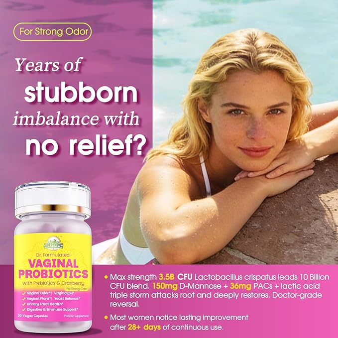 Vaginal Probiotics for Women with Prebiotics & Cranberry - Dr. Formulated Feminine pH Balance Daily Supplement, Supports Vaginal Odor Control & Urinary Tract Health, 30 Servings