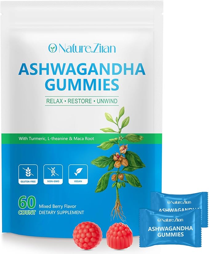 O NATURE . ZIRAN Ashwagandha Gummies - Ashwagandha Supplement for Women & Men for Immune Support & Increased Energy, Stress Relie, Relax, Mixed Berry Flavor - 60 Count