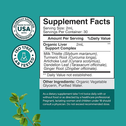 Deep Liver Cleanse, Detox & Repair with Milk Thistle Liquid Drops - Liver Detox Liquid Artichoke Extract with Dandelion Leaf, Ginger & Turmeric Curcumin for Immunity & Daily Cleanse - 2Fl OZ
