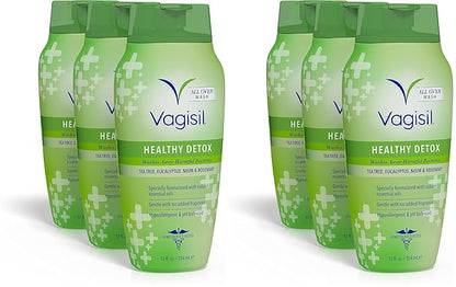 Vagisil Feminine Wash for Intimate Area Hygiene,Healthy Detox,All Over Body Wash for Women,Gynecologist Tested,Hypoallergenic and pH Balanced,12 Fl Oz,(Pack of 6)