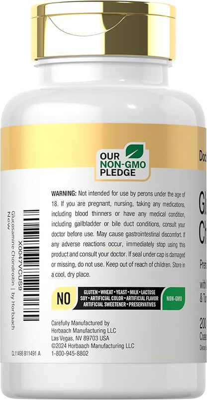 Doctor's Way Glucosamine Chondroitin MSM Turmeric | 200 Caplets | Complex Supplement for Adults | Non-GMO, Gluten Free