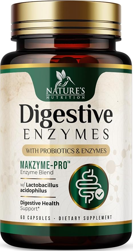 Digestive Enzymes - Super Digestive Multi Enzyme Complex for Bloating & Gut Health Support with Bromelain, Papain, Probiotics & Prebiotics - Digestion Health Support for Women & Men - 60 Capsules