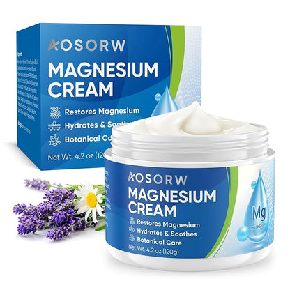 Topical Magnesium Cream for Sleep – Soothing Magnesium Lotion for Legs, Feet, and Body – Infused with Natural Herbal Extracts – 4.2oz / 120ml