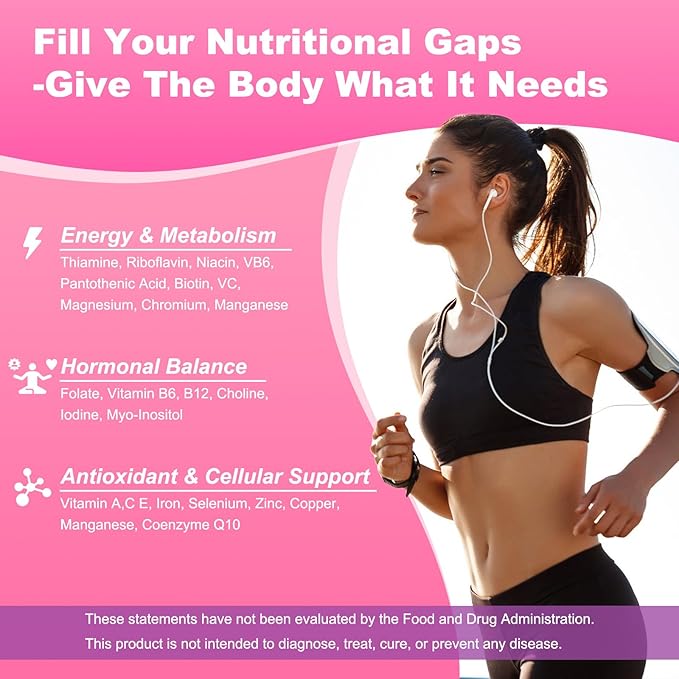 90 Count | Methylated Multivitamin Gummies for Women – Womens Multivitamin Gummies with B Complex, Minerals, CoQ10, Myo-Inositol for Energy, Hormone Balance & Immune Support Sugar Free