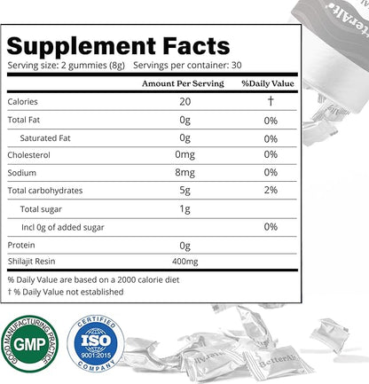 Better Alt Pure Himalayan Shilajit Gummies with 100% Shilajit |High Potency Gold Grade| 60 Gummies for Energy Boost & Immune Support, 75%+ Fulvic Acid| Travel Friendly - Tamarind Flavor