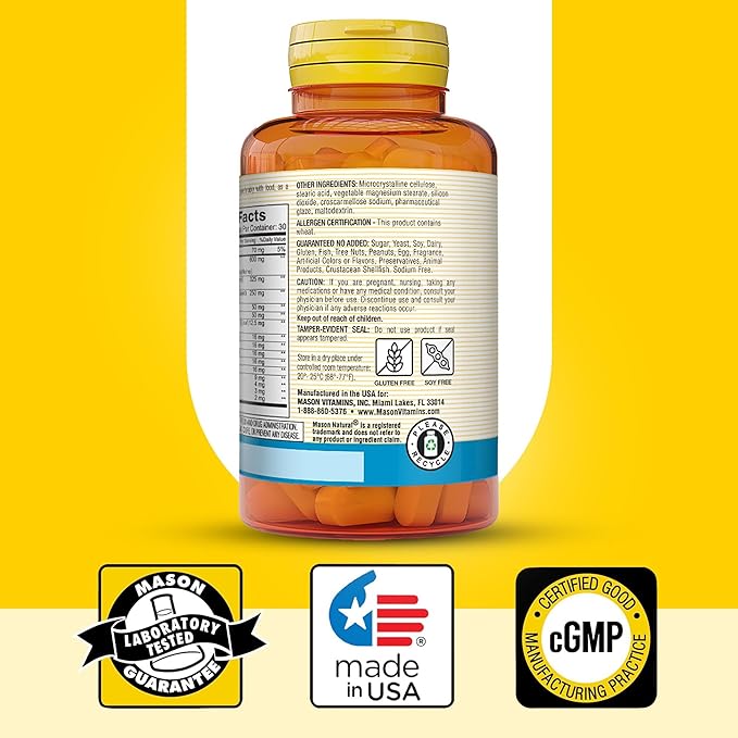 MASON NATURAL Super Energy, Made with Guarana, Panax Ginseng & Kola Nut for Optimal Performance & Energy, 30 Day Supply