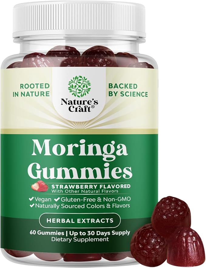 Extra Strength Moringa Gummies for Women - Natural Antioxidant Green Superfood Gummy Vitamins for Women with 10:1 Moringa Extract - Vegan Non-GMO & No Artificial Flavors or Colors - 60 Count