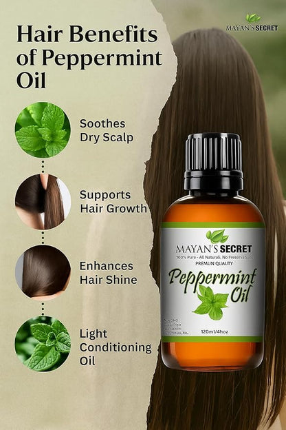 Pure Carrier and Essential Oils for Skin Care, Hair, Body Moisturizer for Face-Anti Aging Skin Care (Peppermint Oil, 4oz)