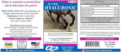 SU-PER Hyaluronic Joint Supplement for Horses - Supports Joints Health & Lubrication - Horse Hyaluronic Acid - 12.5 Pound, 6 Month Supply
