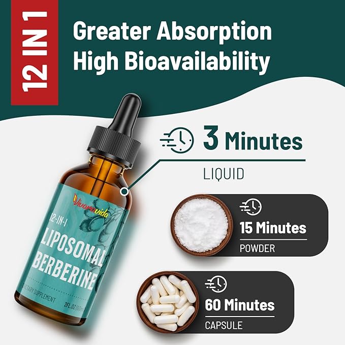 Berberine HCl Drops Supplement - Liposomal Berberine HCl Liquid- 4 fl oz