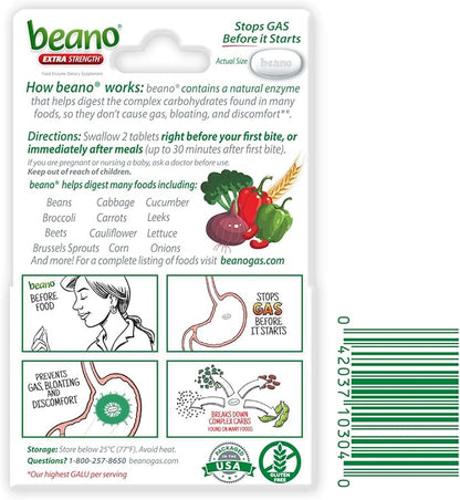 Beano Food Enzyme Dietary Supplement, 30 Tablets (Pack of 1)