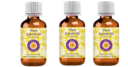 Deve Herbes Pure Carrot Oil (Daucus carota) Cold Pressed (Pack of Three)100ml X 3 (10 oz)
