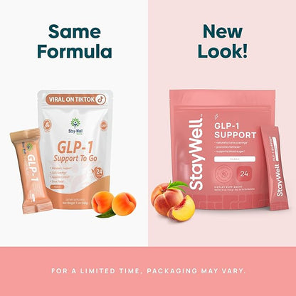 GLP-1 Supplement | Natural GLP-1 Production | GLP 1 Booster Drink Mix to Control Appetite and Cravings | Great Tasting Metabolic Support - Yerba Mate, Garcinia Cambogia, Berberine [Peach]