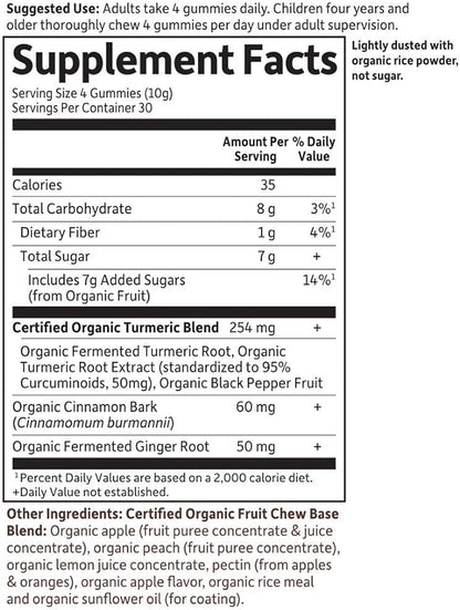 Garden of Life Organics Turmeric Inflammatory Response Gummy - 120 Real Fruit Gummies for Kids & Adults, 50Mg Curcumin (95% Curcuminoids), No Added Sugar, Organic, Non-GMO, Vegan & Gluten Free