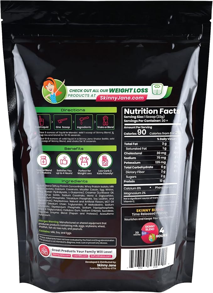 Skinny Blend- Best Tasting High Protein Shake for Women - Low Carb & Keto Friendly Meal Replacement - Satisfy Hunger & Boost Energy - Delicious Smoothie Flavor - 30 Shakes - Banana