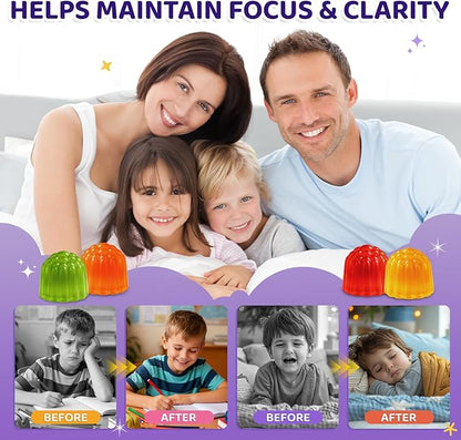 Saffron Gummies for Kids & Adults, 20-in-1 Saffron Supplements with 88.5mg Saffron Extract, B6, B12, C, D3, Magnesium for Calm, Focus, Nerve, Sugar Free, Vegan, Non-GMO, Mixed Fruit Flavor, 120 Counts