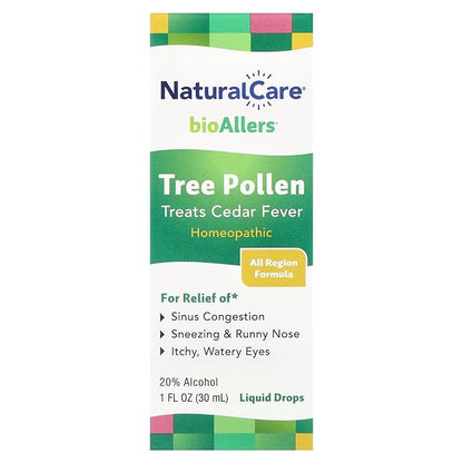 NaturalCare bioAllers Tree Pollen Homeopathic Liquid Drops, 1 Fl Oz | Cedar Fever | May Help Relieve Sinus Pressure, Congestion, Sneezing, Runny Nose