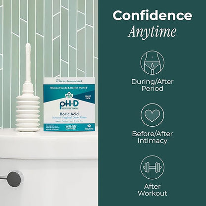 pH-D Feminine Health Support - Instant Odor Rinse with Boric Acid for Vaginal Odor - Vegan, Paraben-Free, Cruelty-Free, 6 Fl Oz Total, (3 Fl Oz, Pack of 2)