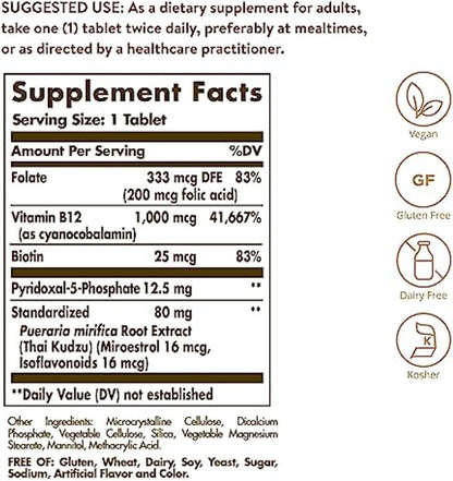 Solgar Women's Balancing Formula, 60 Tablets - Pueraria Mirifica - Phytoestrogen Balancing Formula, Energy Metabolism, Nervous System Health - Vegan, Gluten-Free, Dairy Free, Kosher - 60 Servings