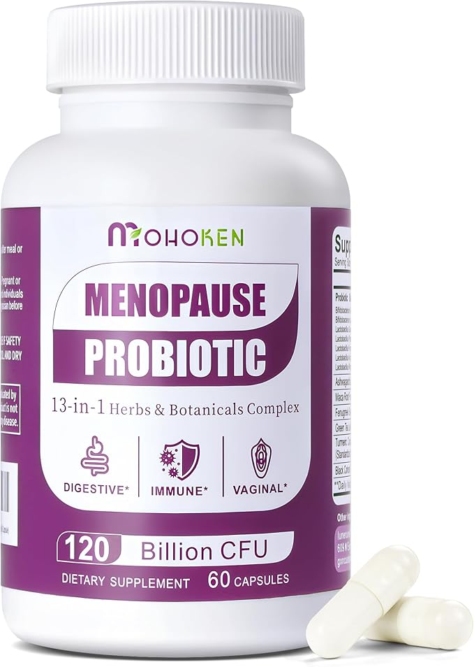 Menopause Supplements for Women, 120 Billion CFU Womens Probiotic, 13-in-1 Herbs Complex for Menopause Relief, Hormone Balance, Hot Flashes, Mood Swings, Night Sweats (60 Capsule)