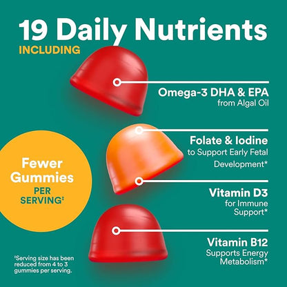 SmartyPants Prenatal Multivitamin Gummies, Omega 3 (DHA/EPA), Methylfolate, Biotin, Vitamin D3, C, Vitamin B12, B6, A, K & Zinc, Gluten Free, 120 Count (40 Day Supply) (Pack of 2)