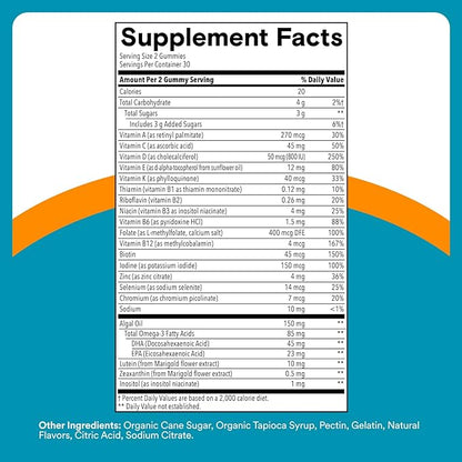 SmartyPants Teen Guy Plus Multi & Omegas Multivitamin Gummies with Omega 3 DHA/EPA, Vitamins D3, C, B12, B6, A, K, Zinc, Folate, Gluten Free, Clean Label, Pineapple Orange, 60 Gummies (30 Day Supply)