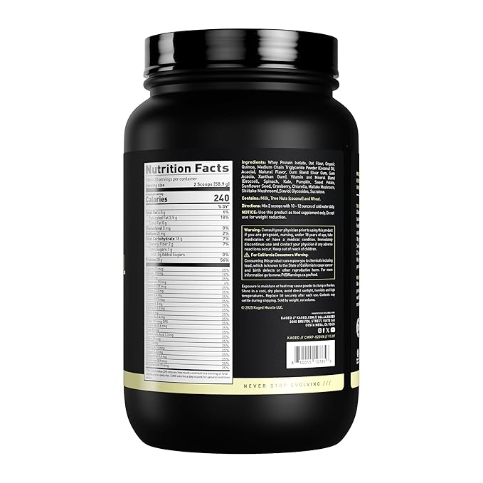 Kaged Clean Meal Powder | Vanilla Cake | Meal Replacement Shake | Whey Protein Isolate | Clean Carbs, MCT Oil Fats, Organic Vitamins and Minerals | Supplements for Men & Women | 20 Servings