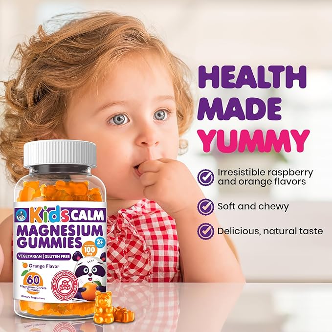 Dr. Moritz Calming and Relaxing Kids Magnesium Gummies, Non-GMO and Low Sugar Magnesium Kids Chewy Supplements, Sleep Gummies Kids, Orange Flavor
