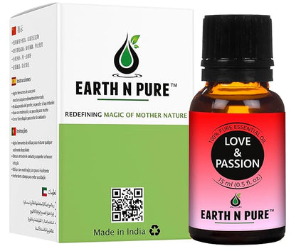 Earth N Pure Essential Oil Blend for Love & Passion | 15 ml | 100% Pure Therapeutic Grade Blend | for Romance, Positivity, Relaxation, Diffuser, Bath & Massage
