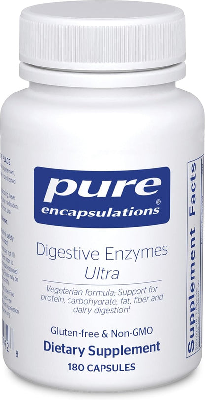 Pure Encapsulations Digestive Enzymes Ultra - Vegetarian Digestive Enzyme Supplement to Support Protein, Carb, Fiber, and Dairy Digestion* - 180 Capsules